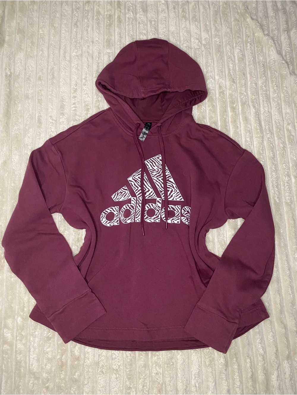 Adidas Maroon Hoodie With Zebra Logo No Pocket Size 1X